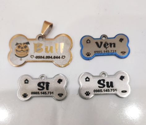 Thẻ khắc tên inox cho chó mèo thú cưng (khắc miễn phí)