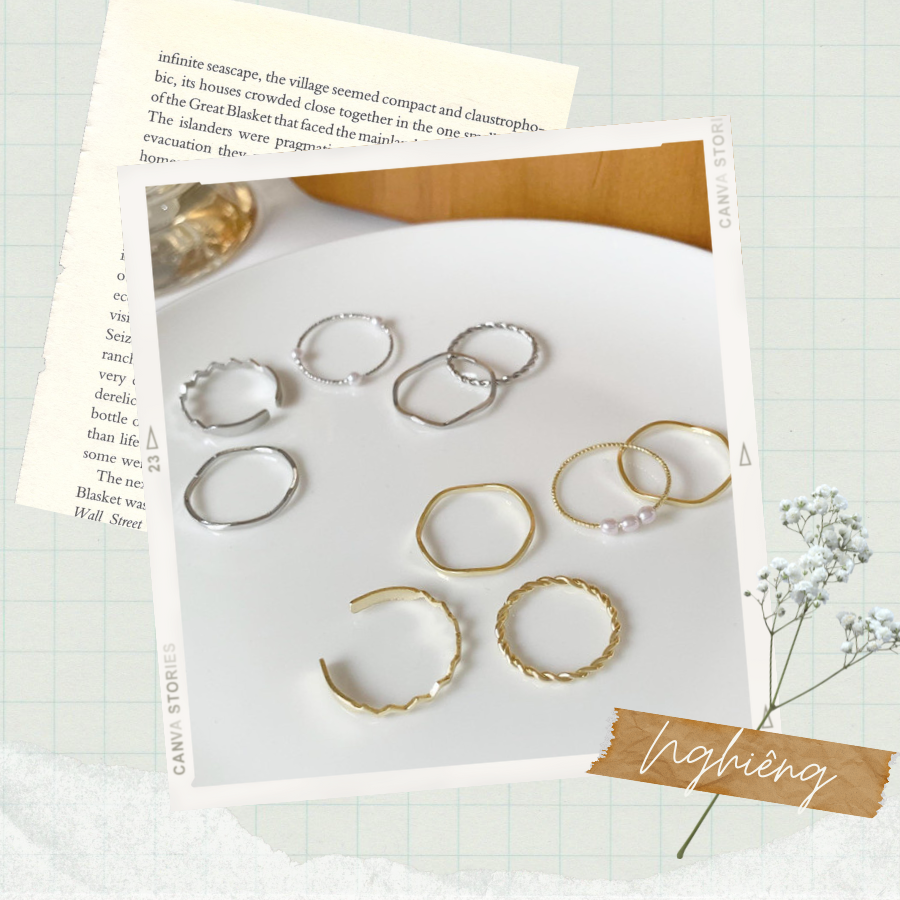 Set 5 nhẫn phong cách Hàn Quốc siêu cá tính