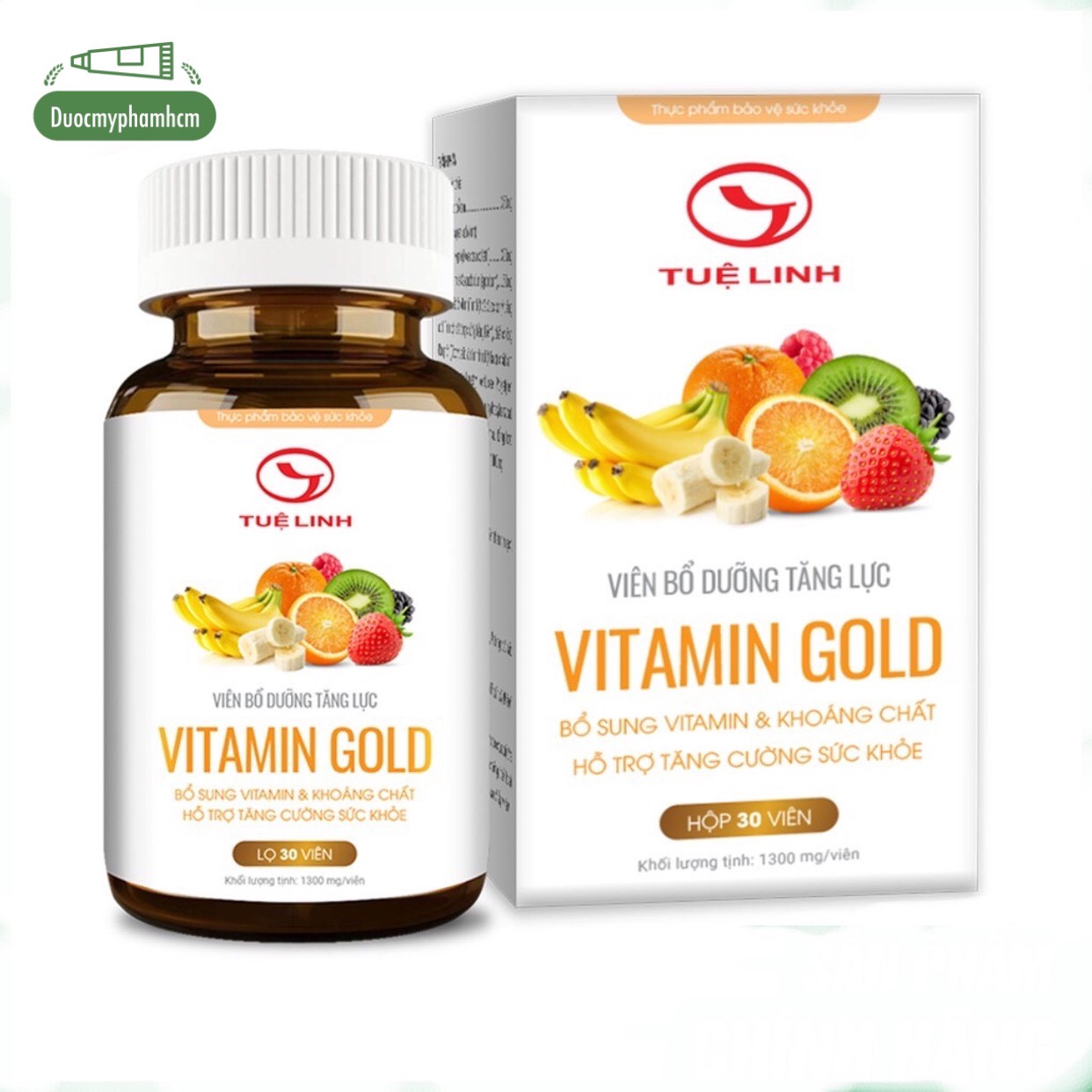 [HCM]VITAMIN GOLD Tuệ Linh - Viên Bổ Dưỡng Tăng Lực, Nguồn Vitamin Trái Cây- Hộp 30 viên
