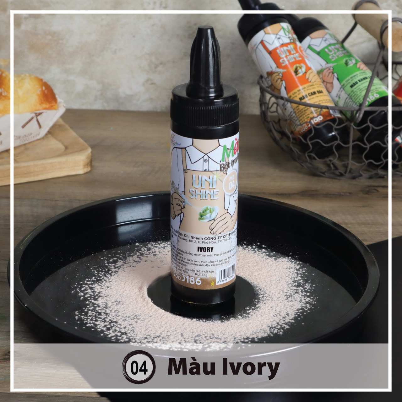 Màu bột phun thực phẩm 45g da ivory - ms04 - unicorn color