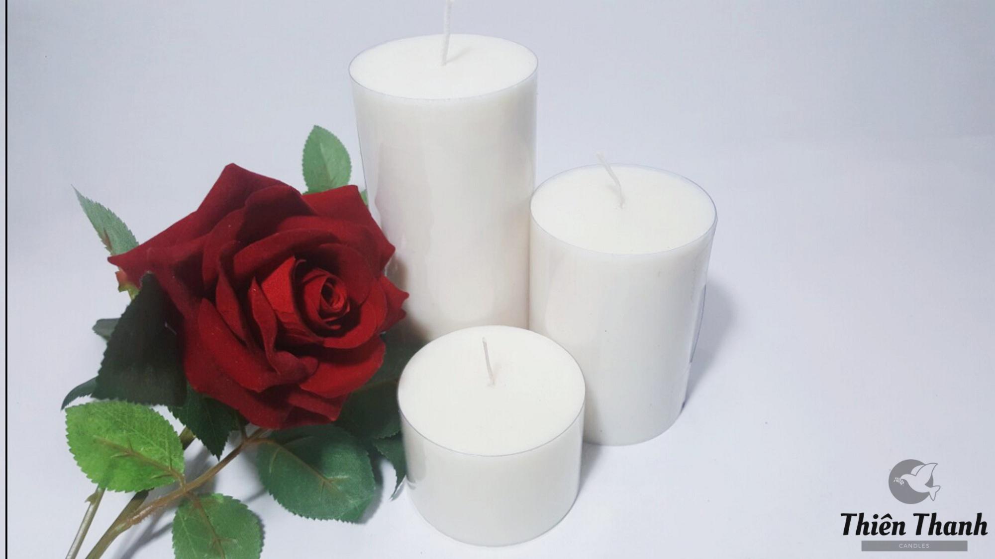 [HCM]Bộ Ba Cây Nến Trụ Thiên Thanh Đường Kính 5.6cm ( Trắng )