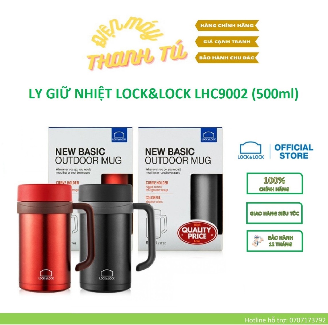 Lhc9002 - bình giữ nhiệt / ly giữ nhiệt basic table mug lock&lock 500ml – hàng chính hãng