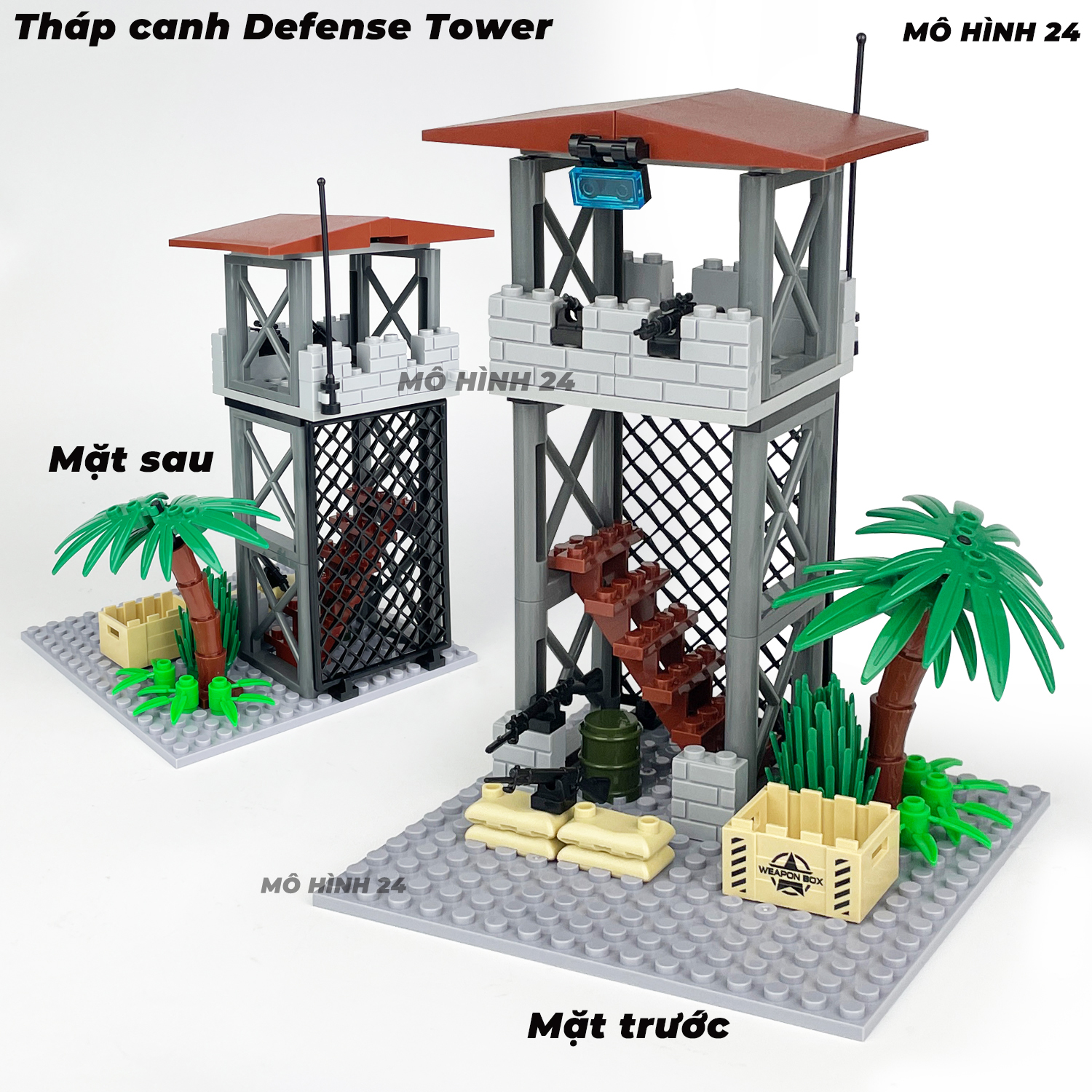 Bộ đồ chơi lắp ráp xếp hình Tháp canh Defense Tower quân sự lính bộ đội canh gác biên phòng cảnh sát rừng