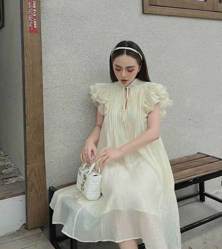 đầm bầu xinh cổ nơ -váy bầu giá rẻ thiết kế  sang chảnh cho mẹ bầu và sau sinh