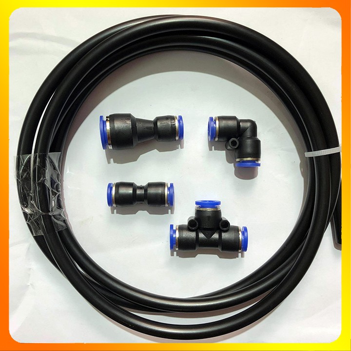 Dây 8 ống 8, phụ kiện tê, cút góc, nối ống 8mm phun sương làm mát tưới cây