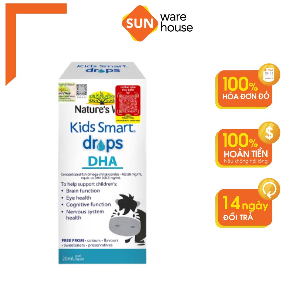 DHA Nature's Way Kids Smart Drops DHA Dạng Giọt Giúp Tăng IQ, Phát Triển Não Bộ Cho Bé 20ml Sunware House
