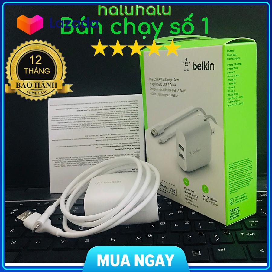 Củ sạc nhanh IP Android 24w 2 cổng Belkin có MFI - chính hãng (bảo hành 12t) chất lượng đảm bảo an toàn đến sức khỏe người sử dụng cam kết hàng đúng mô tả