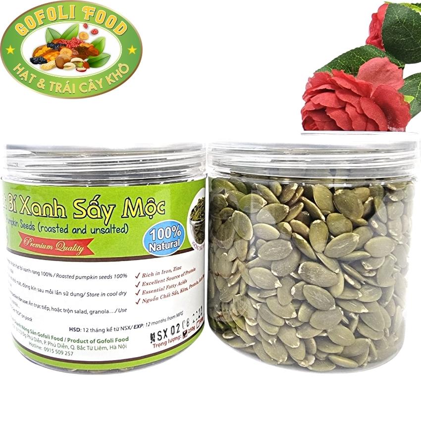 Nhân hạt bí xanh Ấn Độ sấy nguyên vị loại 1, ăn giòn ngon, thơm béo, bùi ngậy ngậy, không ỉu hôi mốc 250g/ Roasted pumpkin seed kernels, delicious, natural flavor, healthy snack, excellent quality