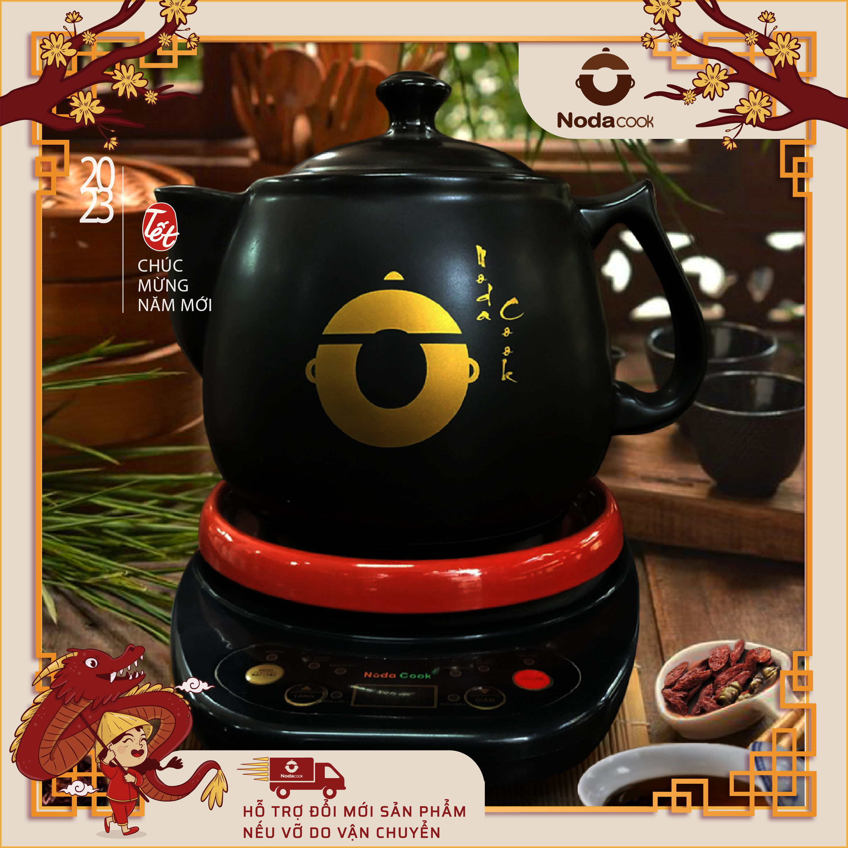 Siêu ấm sắc thuốc bắc bằng điện tự động NodaCook 4 lít không chứa mâm nhiệt kim loại bên trong ấm