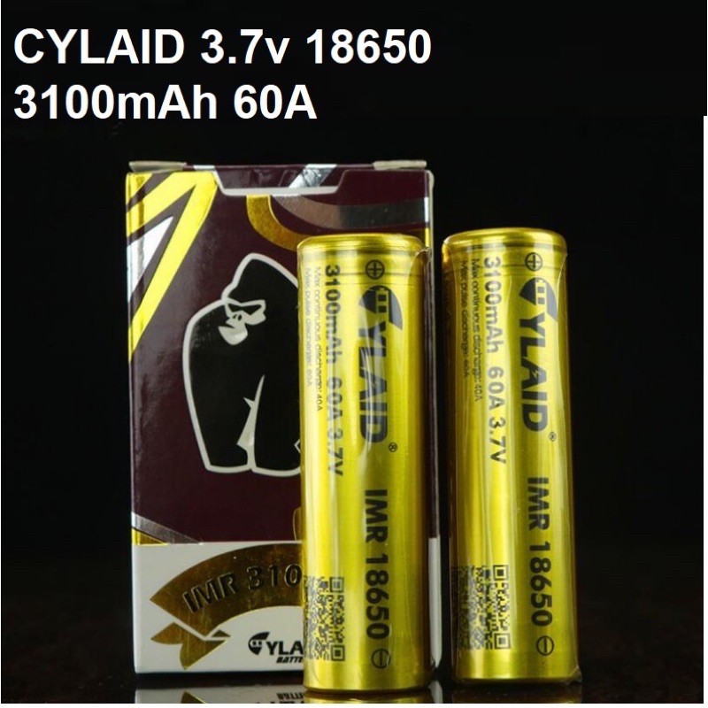 Pin sặc 18650 cylaid 3100mah xả cao 60a hàng mới chính hãng 100%, pin 18650, pin xả cao 60a, pin sạc
