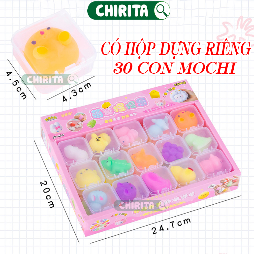 Đồ chơi thú mochi squishy mềm dẻo dễ thương hộp 30 con - đồ chơi cho bé , thú mềm mochi giảm stress căng thẳng chirita