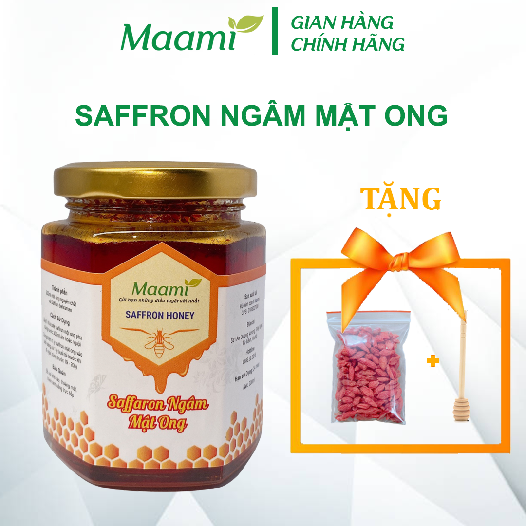 Saffron,nhuỵ hoa nghệ tây ngâm mật ong nguyên chất giúp ngủ ngon giảm đau dạ dày - tặng que lấy mật