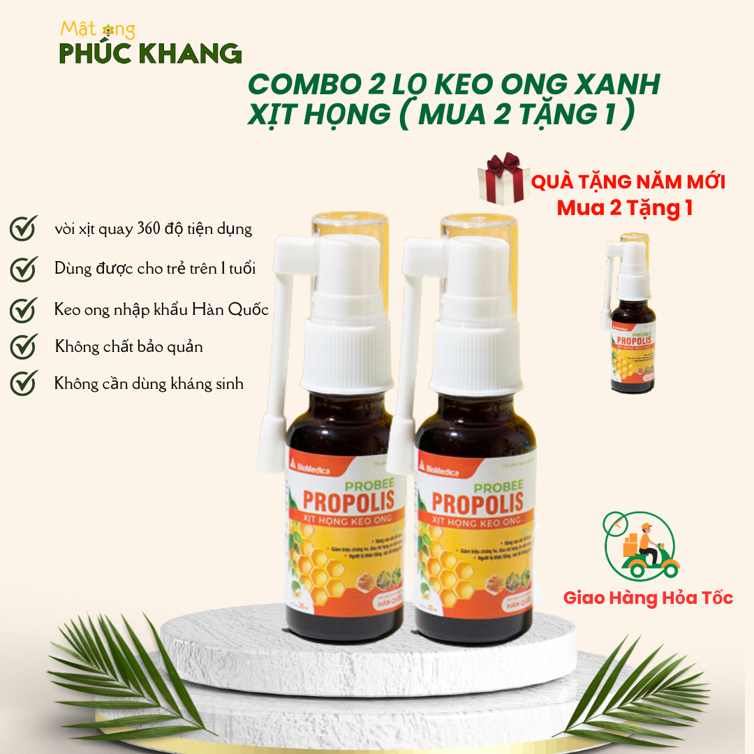 Combo 2 chai keo ong xịt họng PROBEE 20ml - Xịt họng thảo dược - ống xịt quay 360 độ tiện lợi -Tăng cường đề kháng mùa covid - giảm ho - kháng khuẩn vòm họng - An toàn cho trẻ em và người g