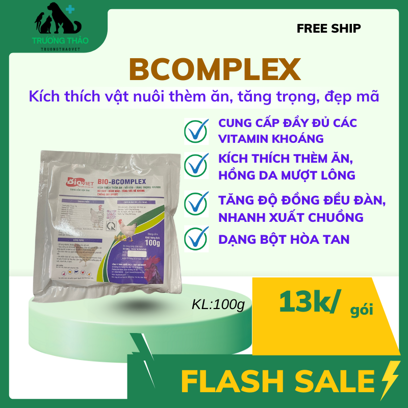 BIO-BCOMPLEX Dạng cốm siêu tan-gói 100gram bổ sung vitamin b1,b2,b3,b5,b6, vitamin c, chất bổ cho ch