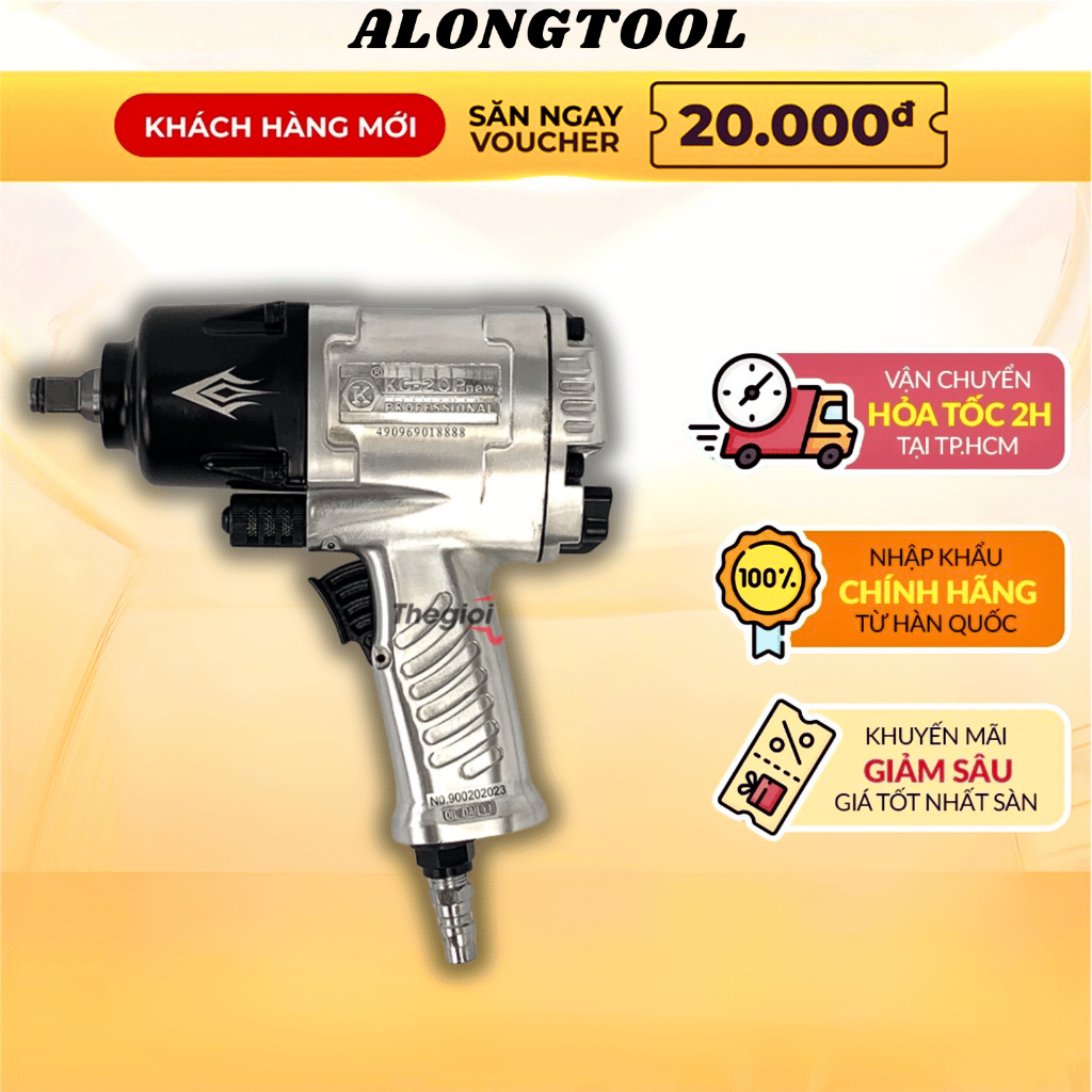 Súng bắn bulong 1/2'' kusaki kg18p, máy siết bulong hơi 2 búa alongtool