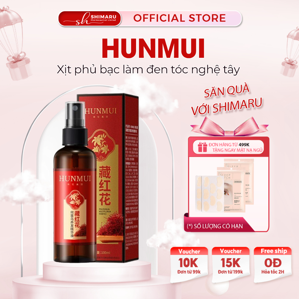 Xịt Dưỡng Đen Tóc Nghệ Tây Phủ Bạc HUNMUI - Xịt Đen Tóc Phủ Bạc HUNMUI Kích Đen Tóc, Xử Lý Tóc Bạc Hiệu Quả Tại Nhà