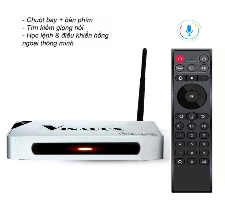Android TV Smart Box Vinabox X6 PRO Ram 2G Model 2020 tặng Tài khoản Vip 3 năm , Điều khiển bằng giọng nói