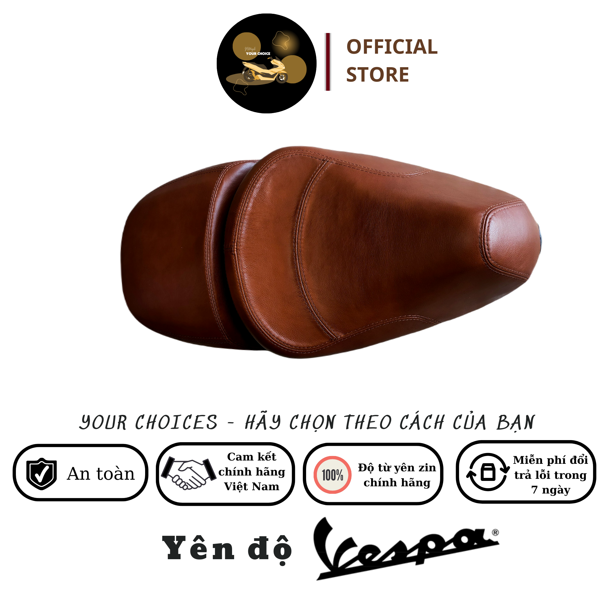 Yên xe độ vespa đẳng cấp da bò thật