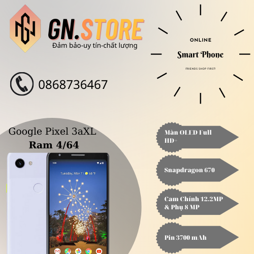 Google Pixel 3Axl  64GB - Chụp ảnh đẹp. Pin trâu. Bản Quốc tế