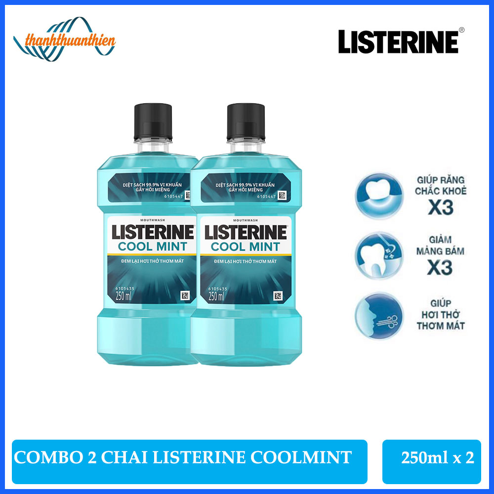 [HCM]Combo 2 Nước Súc Miệng Hương Bạc Hà Listerine Cool Mint (250ml/Chai)
