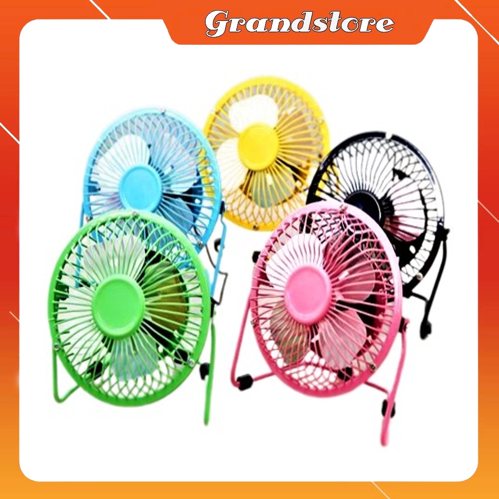 Quạt mini lồng sắt 4 cánh nhỏ gọn mát cắm điện cổng usb gập xoay để bàn làm việc văn phòng xe hơi ô tô giường ngủ em bé