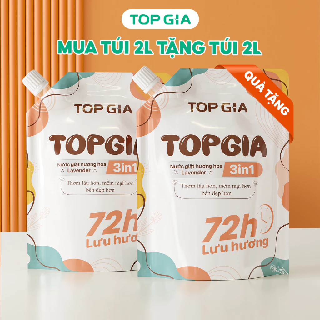 Nước giặt xả sắc hương Top Gia cao cấp sạch khuẩn, thơm mềm an toàn cho mọi làn da