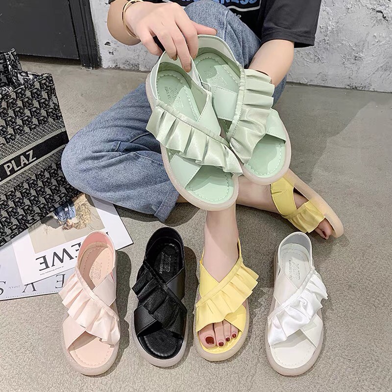Sandal nữ bánh bèo quai chéo đế mềm siêu hot