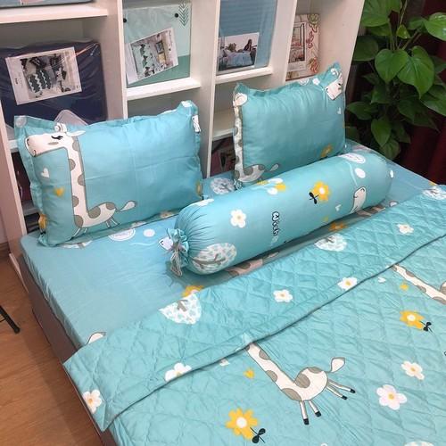 Bộ ga gối - set ga gối- set ga chun + 2 vỏ gối nằm + tặng 1 vỏ gối ôm cùng loại