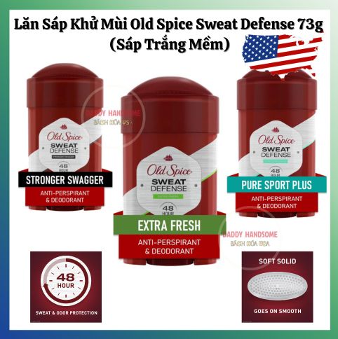 Lăn Sáp Khử Mùi Old Spice Sweat Defense 73g Sáp Trắng Mềm