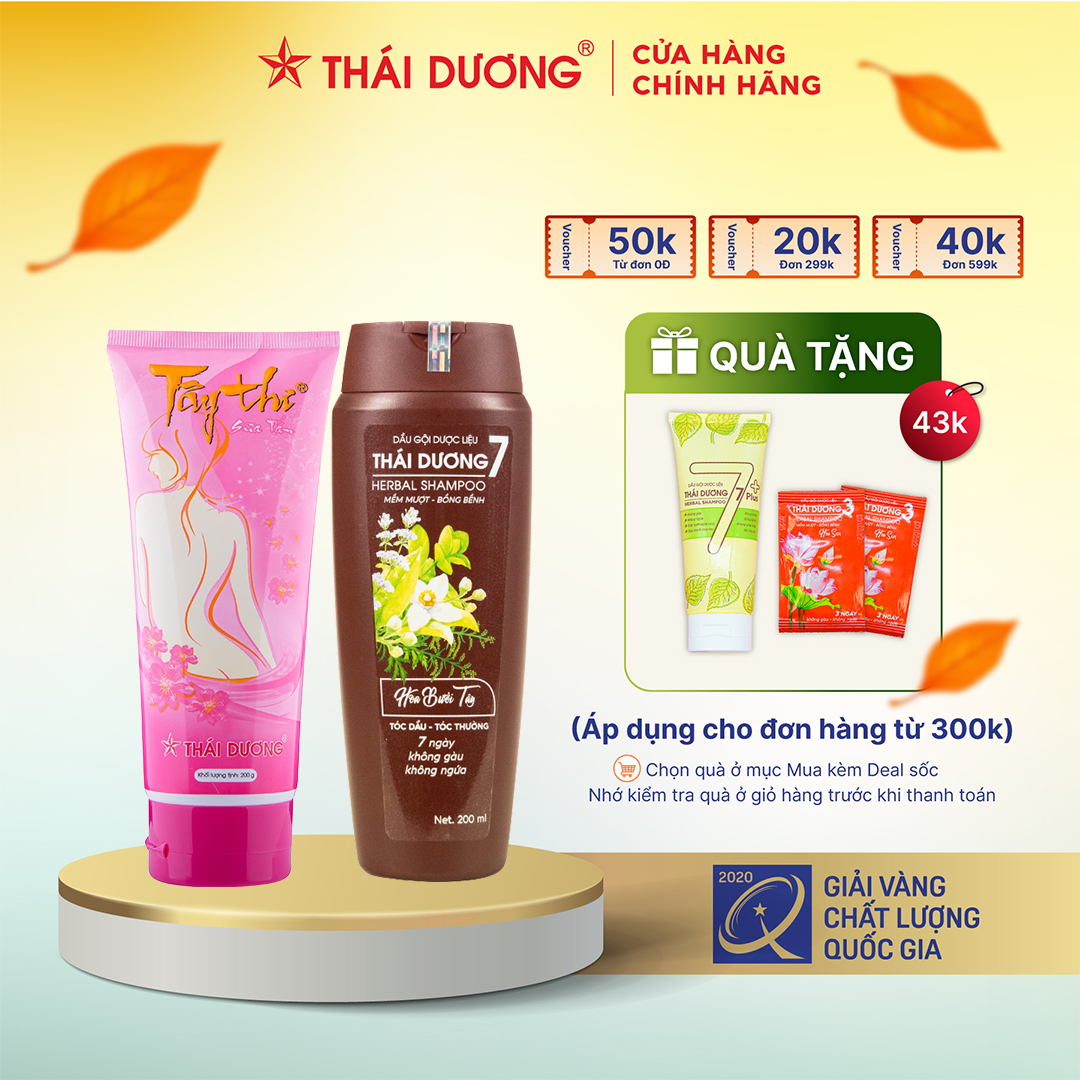Bộ sản phẩm dầu gội dược liệu thái dương 7 200ml/480ml & sữa tắm tây thi 200ml/480ml