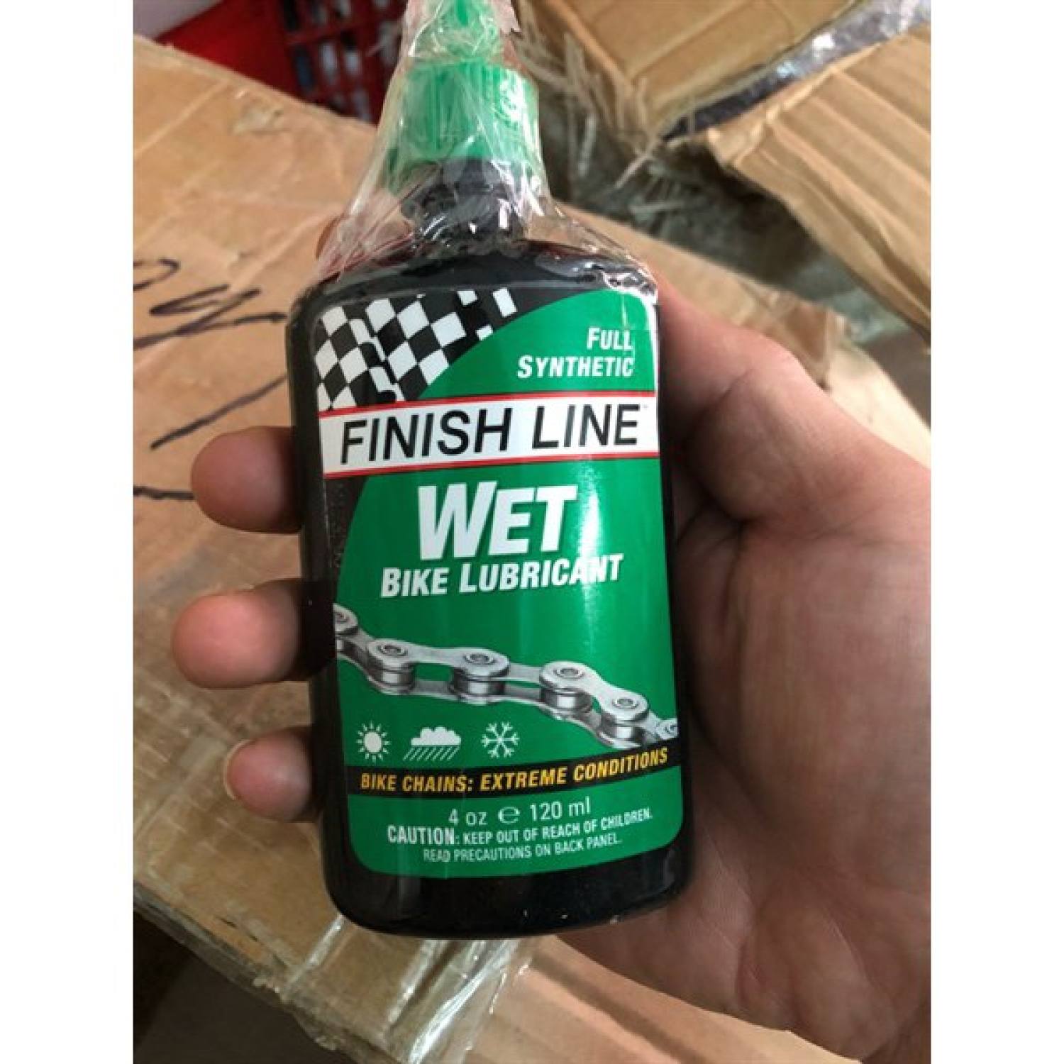 Dầu xích finish line 120ml màu:xanh lá wet