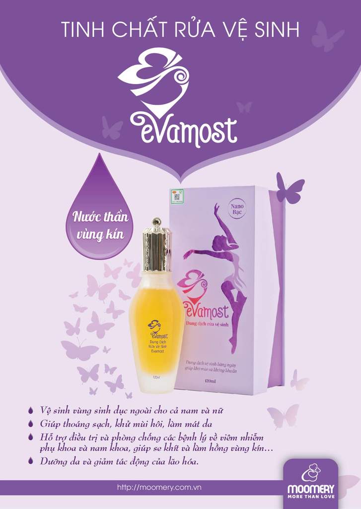 Dung dịch vệ sinh nano bạc evamost - sạch thơm hồng khít, dung tích 120ml