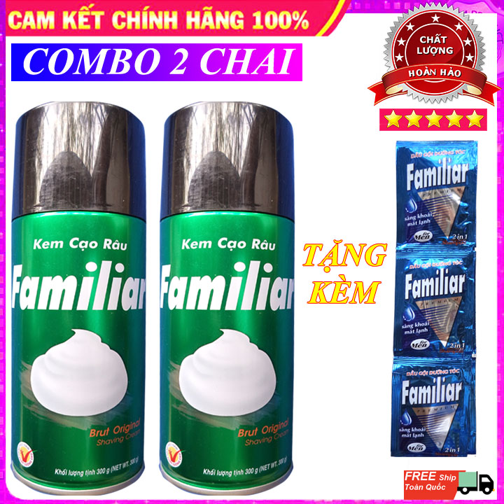 Combo 2 Chai Kem Cạo Râu Bọt Cạo Râu Familiar [TẶNG NGAY] 1 Dây Dầu Gội Familiar For Men 12 Gói