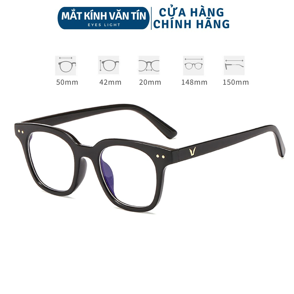 Mắt kính nam nữ  50K Gọng kính giả cận monster424 form vuông 2 chấm góc
