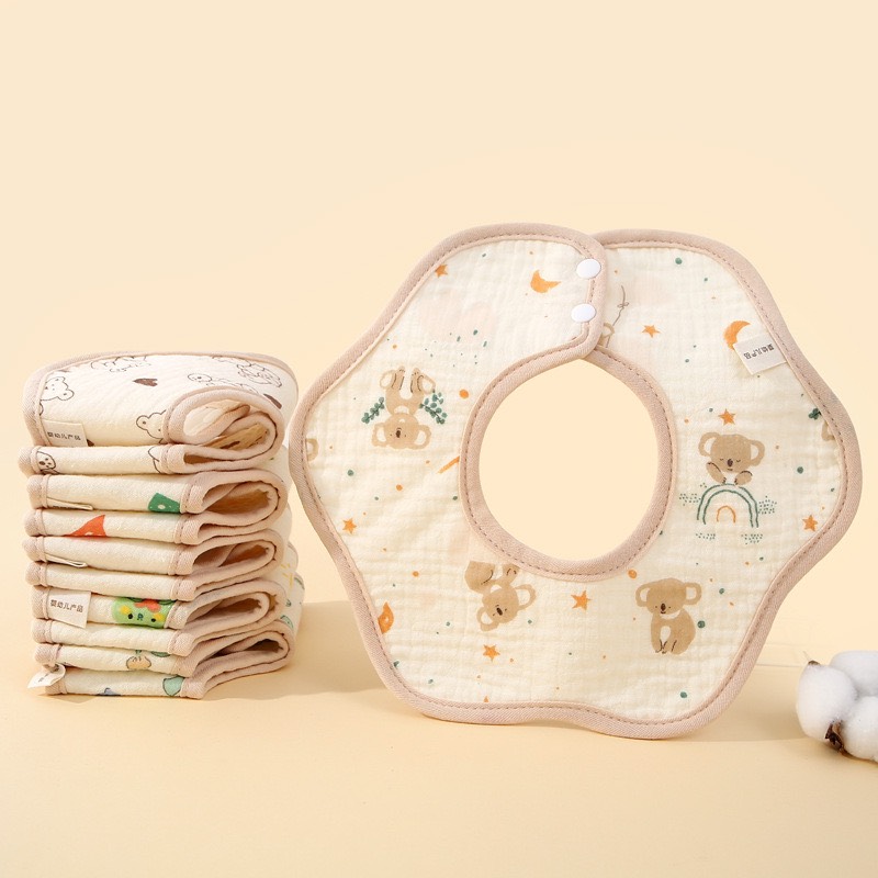Bộ Yếm Vải Cotton Mềm Mại Chống Thấm Cho Bé Họa Tiết Dễ Thương - Xuất Xứ Trung Quốc