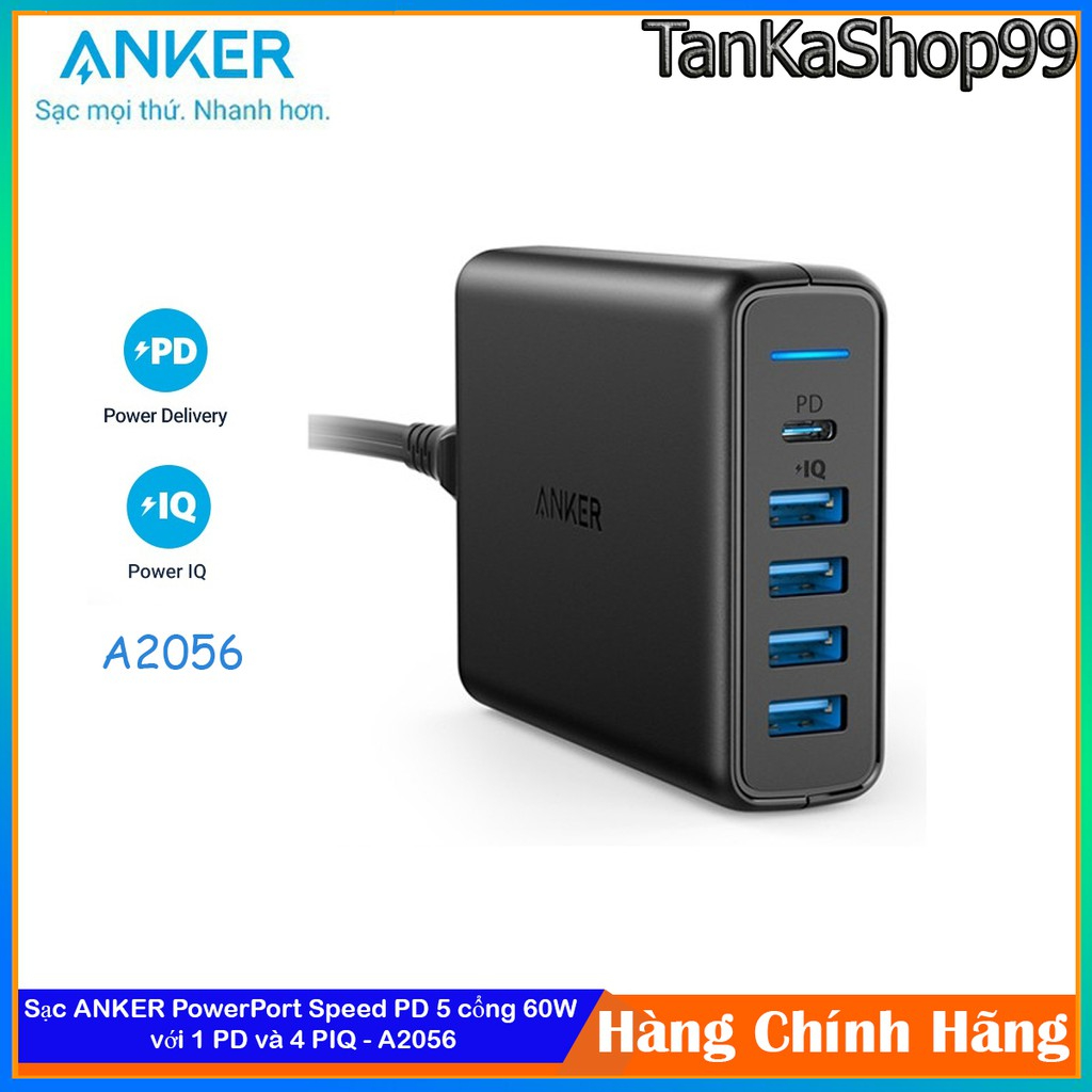 Sạc anker powerport speed 5 60w usb-c power delivery pd - a2056