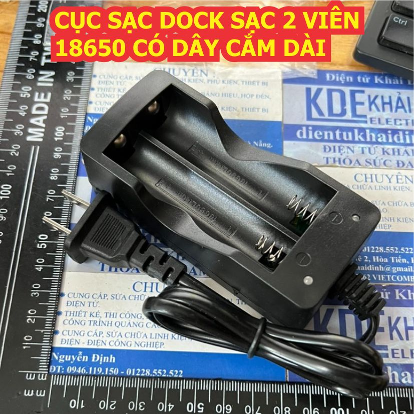 Cục củ sạc dock sạc 2 viên pin lithium 18650 3.7v có dây cắm dài kde4695