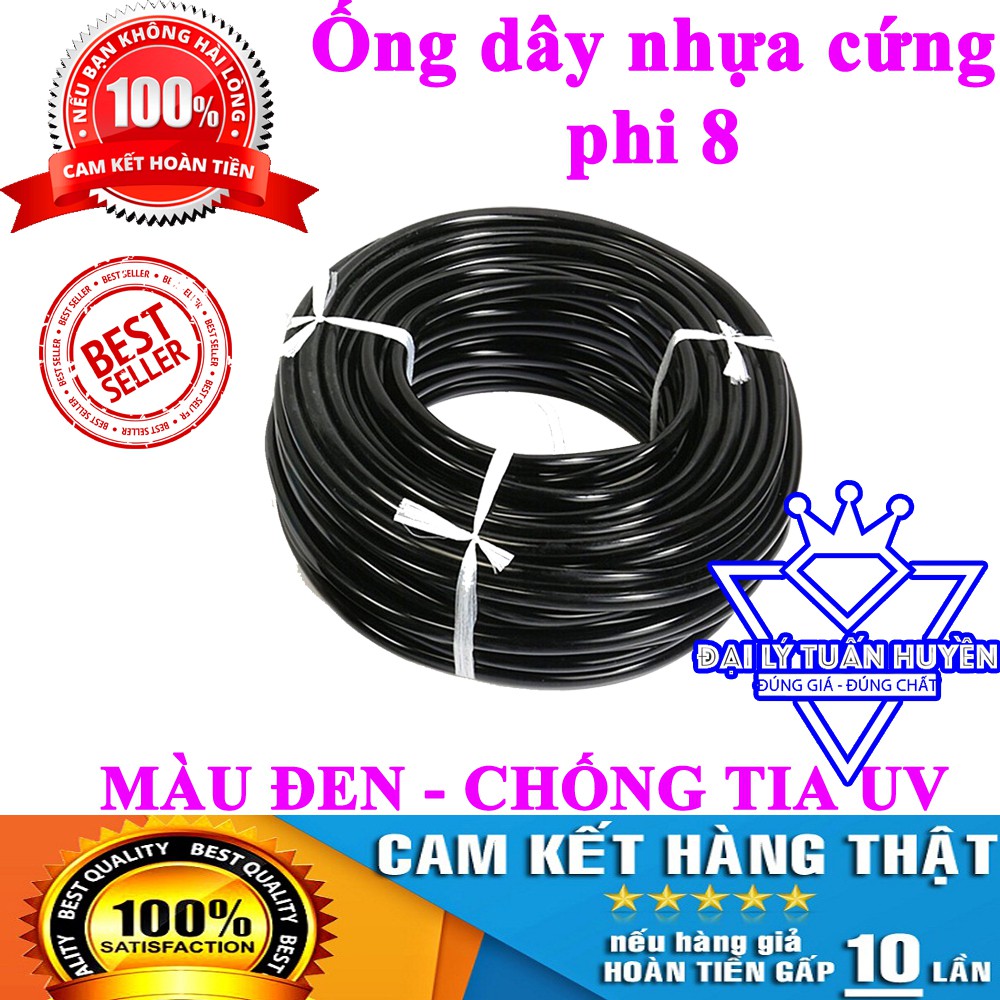 [1 mét] Ống dây nhựa cứng phi 8 đen - chống tia UV - Dùng cho dàn phun sương