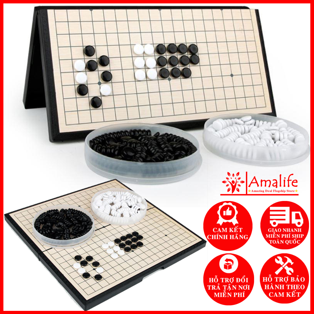 Bộ Cờ Vây Nam Châm, Trò Chơi Cờ Caro Cao Cấp, Có Bàn Là Hộp Đựng – Chọn Kích Thước - Hàng Hãng Amalife