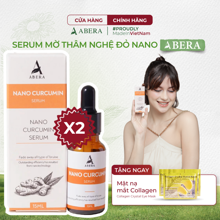 [COMBO 2] Serum Mờ Thâm Nghệ Đỏ Nano Abera 15 ML, Mờ Thâm Mụn, Thâm Quầng Mắt, Dưỡng Trắng Da, Thẩm Thấu Nhanh