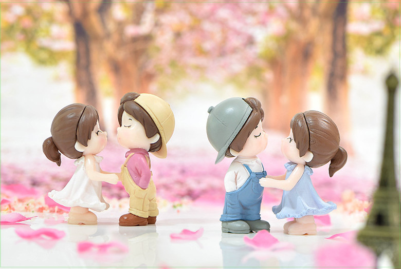 Mô hình cặp đôi chibi dễ thương trang trí tiểu cảnh, terrarium khu vườn