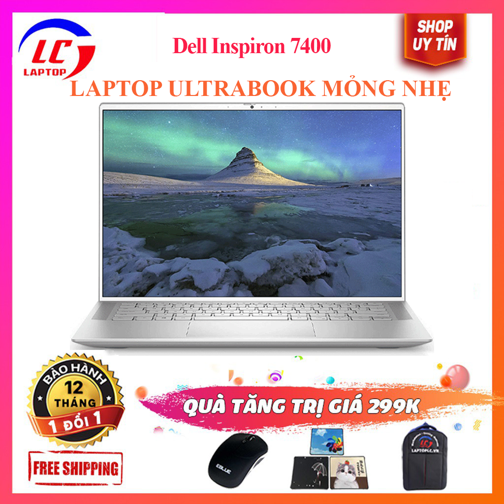 [Trả góp 0%](NEW FULL BOX) Dell Inspiron 7400, Trắng Đẹp Mê Ly, Bảo Mật Vân Tay, Màn 2K Siêu Nét, i7-1165G7, RAM 8G, SSD 512G, VGA Intel Iris Xe G7, Màn 14 QHD+, IPS, 100% sRGB