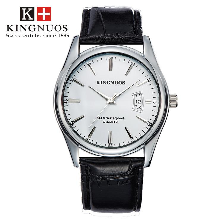 Đồng hồ nam dây da cao cấp kingnuos kn1985dd dây màu đen