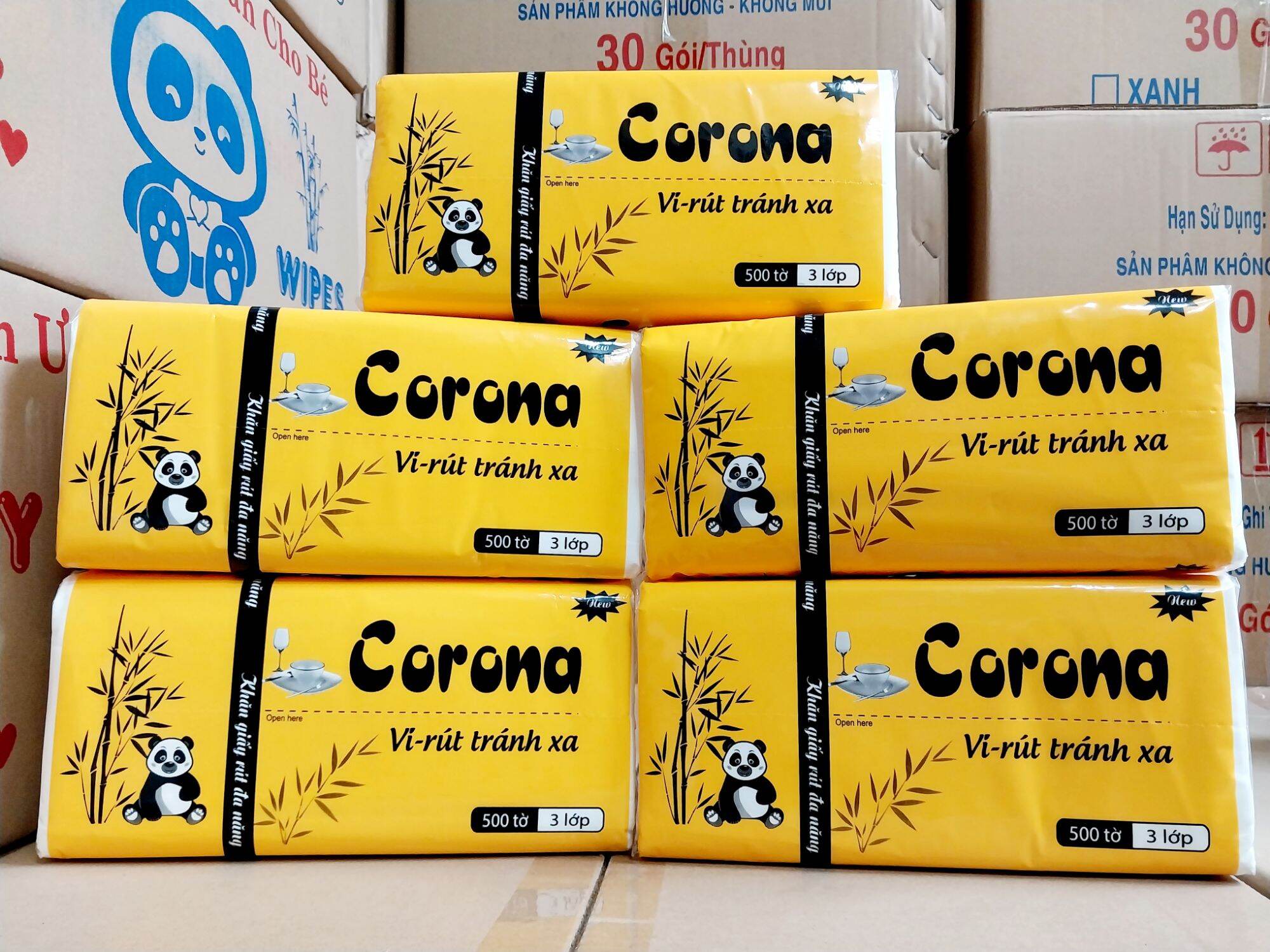 Khăn giấy rút Corona 500 tờ, 3 lớp siêu nhiều sạch trắng mịn (1 gói) - khăn giấy rút khổ dài