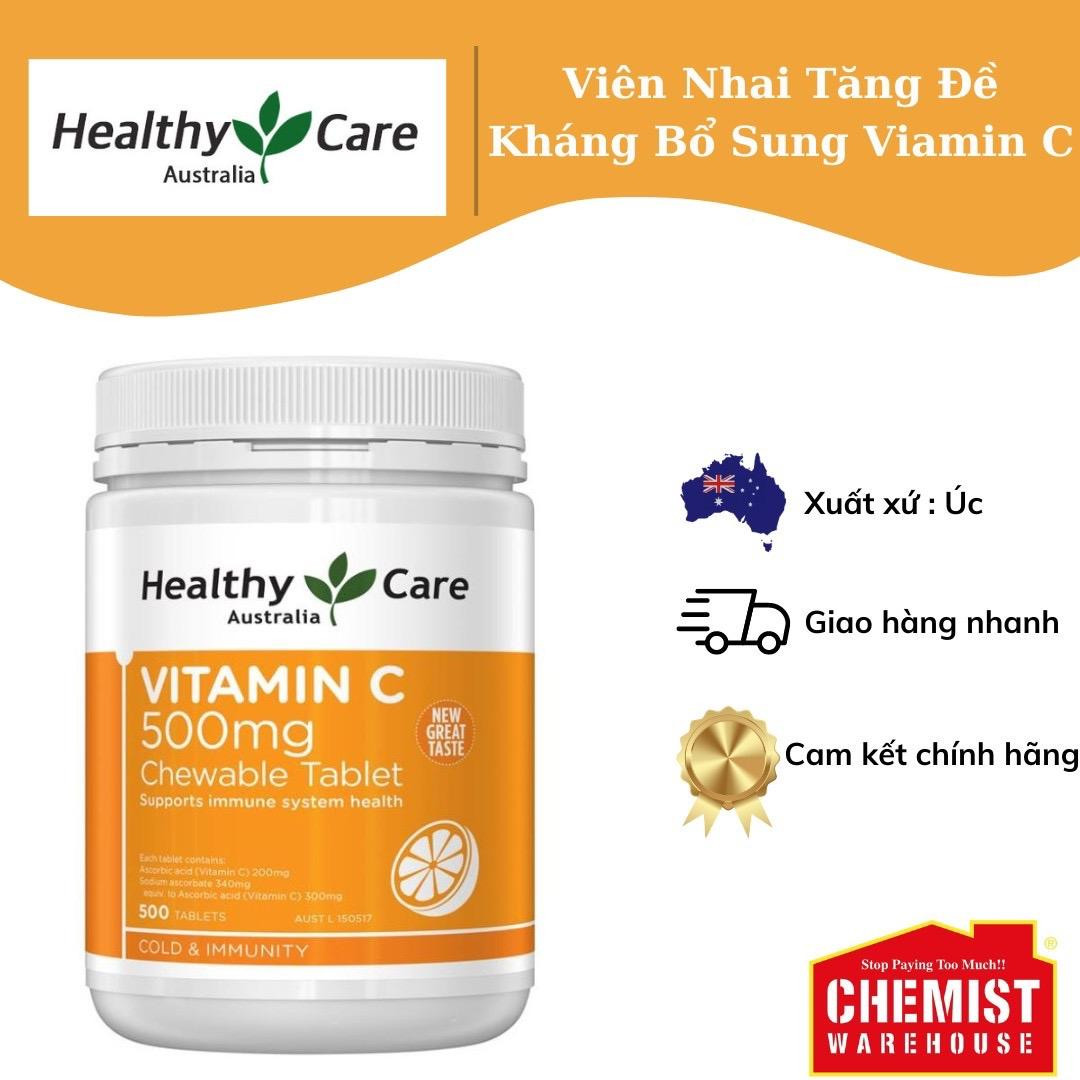 Viên Nhai Tăng Đề Kháng Bổ Sung Vitamin C Healthy Care 400 Viên