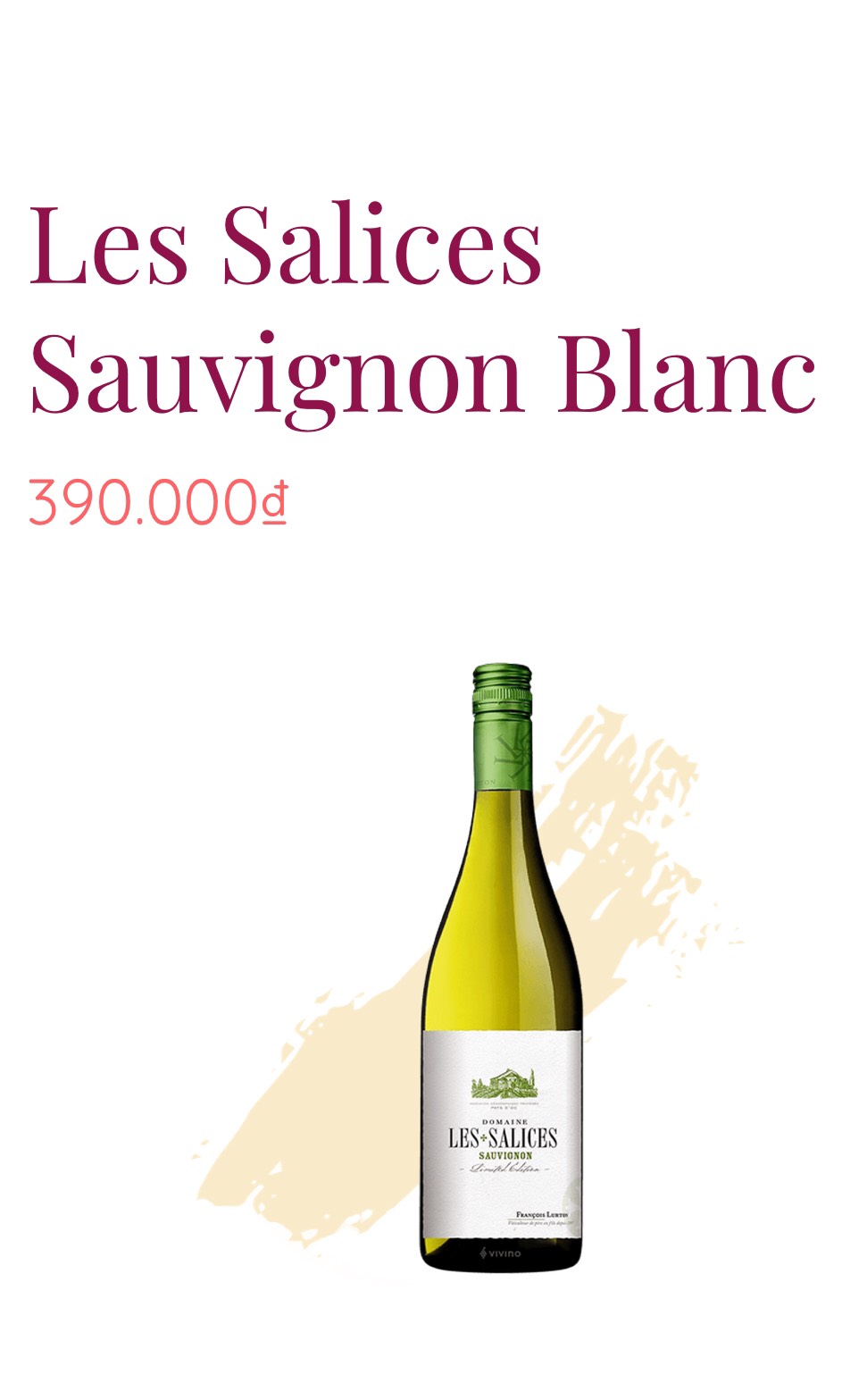 Vang trắng - Les Salices Sauvignon Blanc - rượu vang Pháp