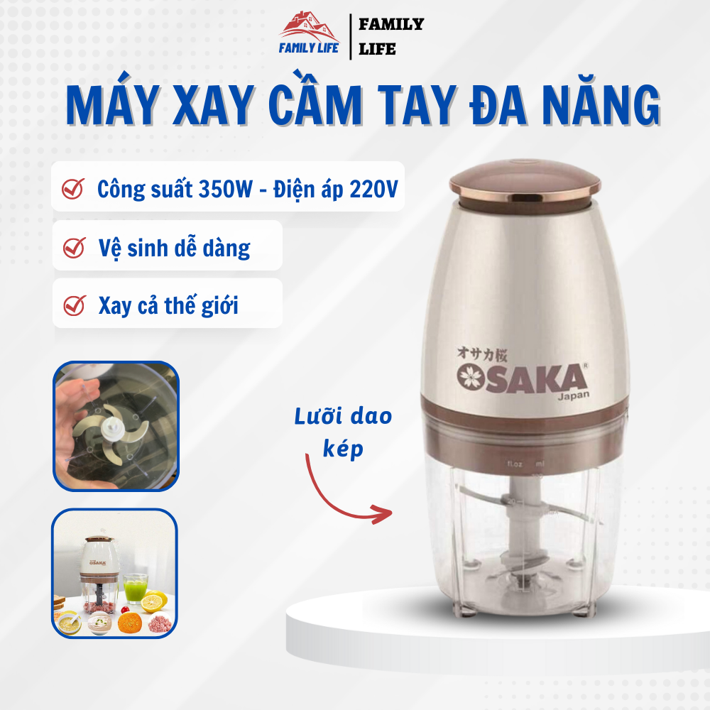 Máy Xay Sinh Tố Đa Năng OSAKA Nhật Bản Xay Thịt FP-126P - Xay Đá - Hoa Quả Siêu Nhanh, Máy Xay Sinh Tố Chế Biến Xay Nhuyễn Mọi Thứ Thật Dễ Dàng