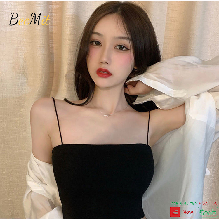 Áo 2 dây croptop sexy, Áo hai dây nữ dáng ôm cotton bozip siêu đẹp