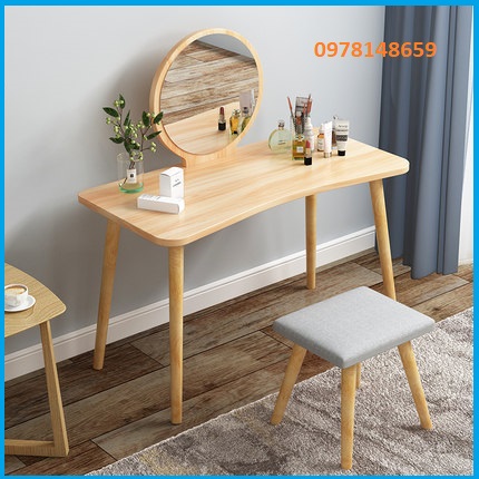 Bàn trang điểm mini kèm gương cao cấp , bàn trang điểm nhỏ gọn tặng kèm đôn bọc đệm xinh xắn