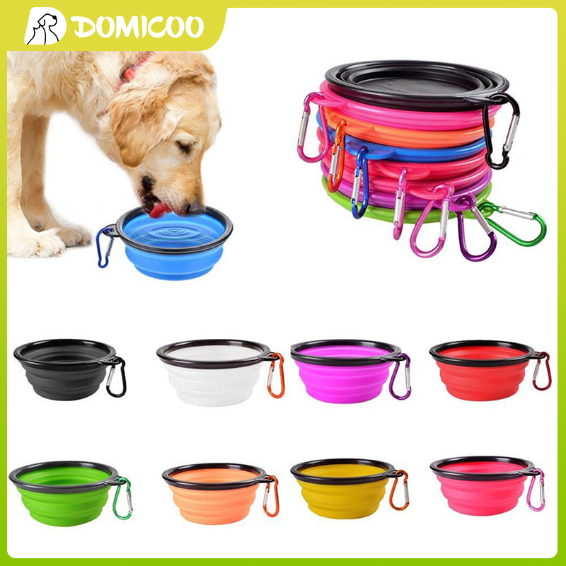 Domicoo Bát Silicon gấp gọn,Gấp Gọn Được Bát Cho Chó Gấp Gọn Đĩa Đựng Thức Ăn Cho Chó Mèo,Bát đựng thức ăn cho chó mèo thú cưng tiện lợi khi du lịch 2 kích cỡ